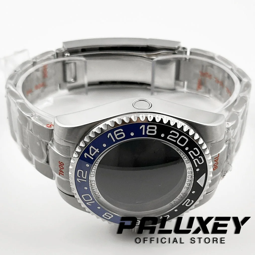 44MM NH35 NH36 NH34 NH38 NH39 NH70 NH72 Silver Sapphire Crystal Big Watch Case With Bracelet Compatible