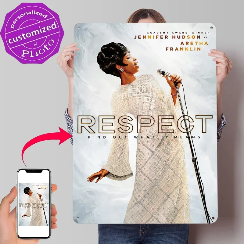 Jennifer Hudson Respect Personalized 3D Textured Metal Poster Wall Art Tinplate Sign for Mancave Decoration Gaming Funny Signs