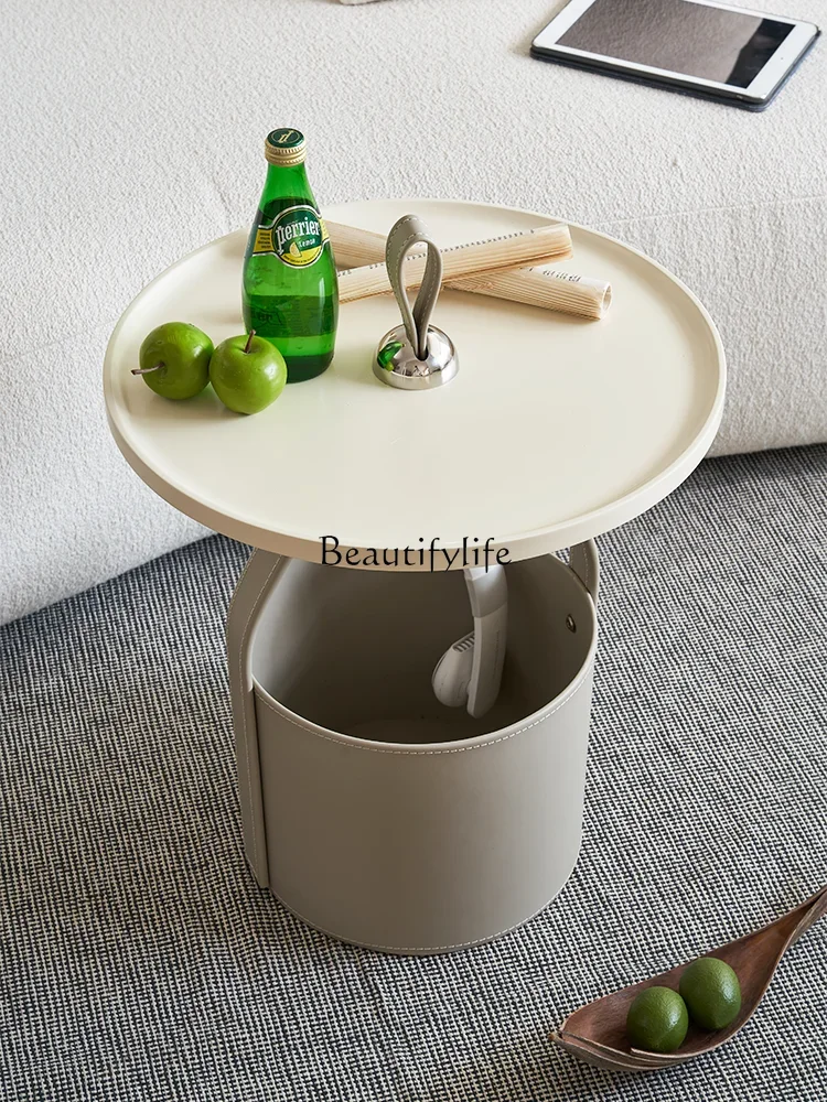 Sofa small round coffee table mobile bedside bedroom living room balcony designer hand carry storage corner table