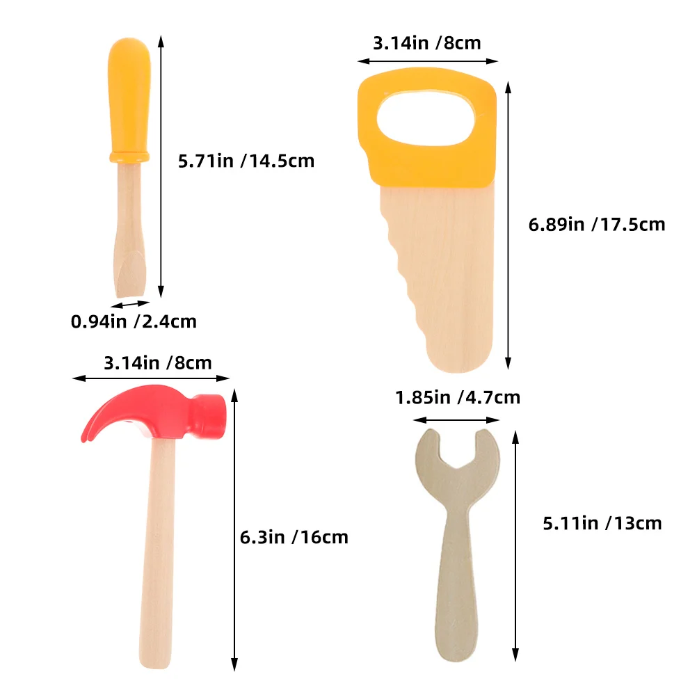 4 stücke Holz Werkzeug Set Kinder Bildungs Bau Hammer Säge Schraubendreher Montessori Spielen Set Für Geburtstag Party Spiel Aktivitäten