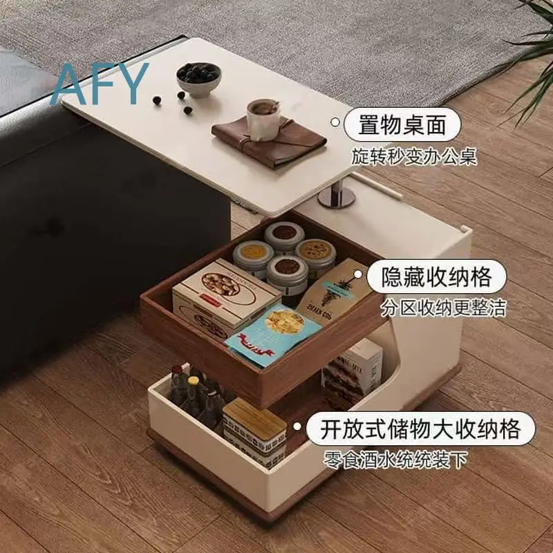 Multifunctional Mobile Coffee Table for Small Spaces Lift Top Sofa Side Table Modern Minimalist Living Room End Table for