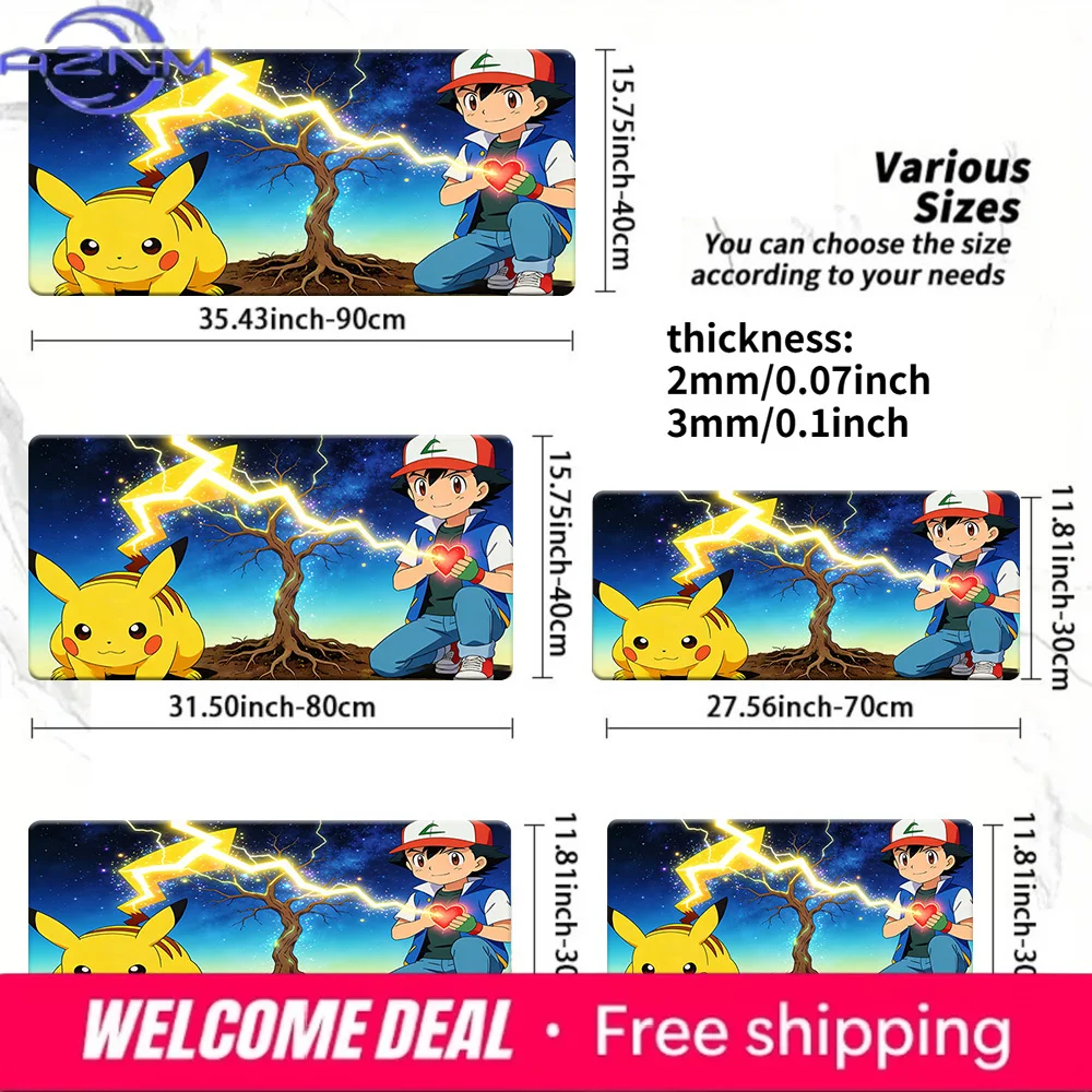Pokemon Ash & Pikachu Lightning Tree Gaming Mouse Pad Non-Slip Desk Mat