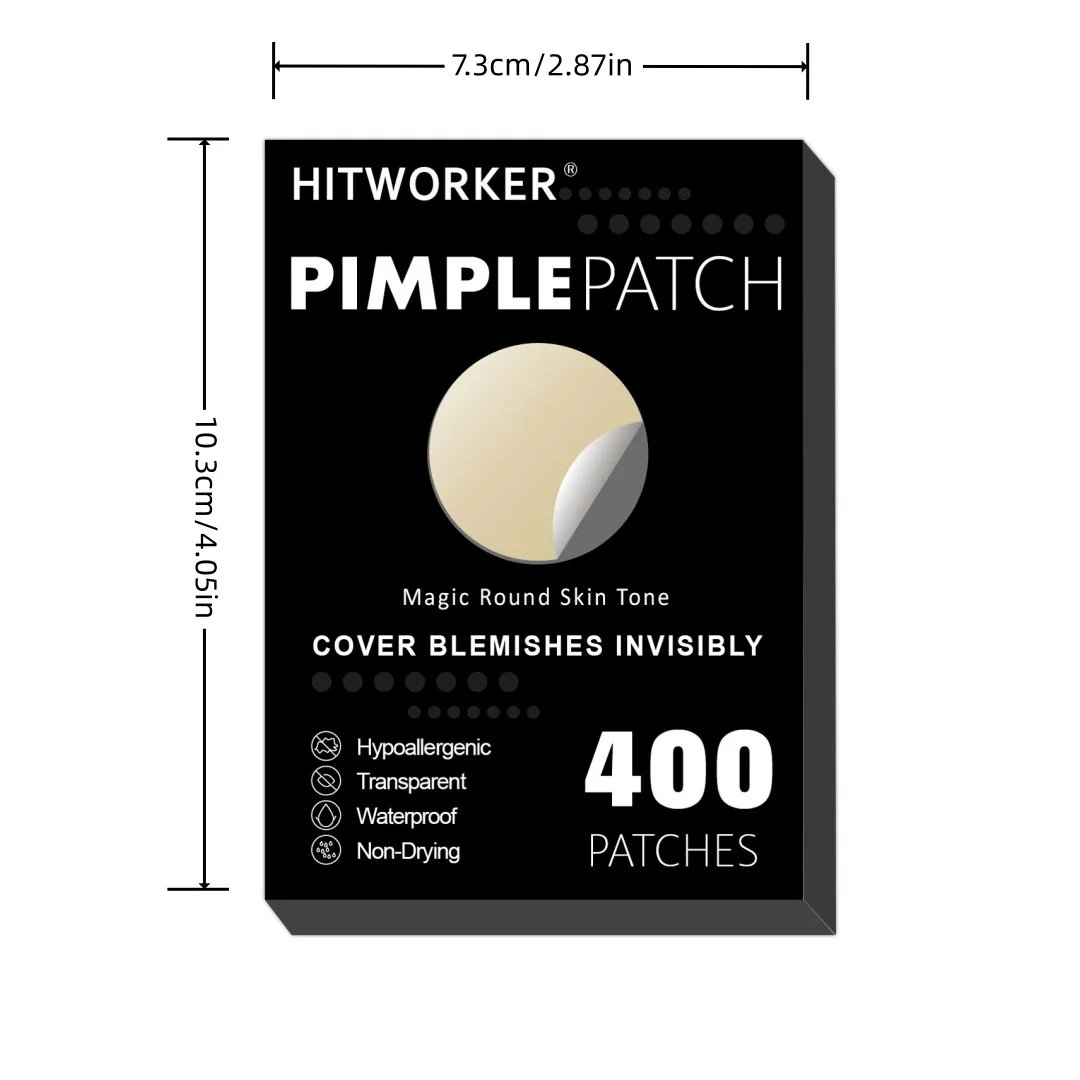 400-Piece HITWORKER Skin-Tone Acne Patches – Breathable Protection, Round Transparent Design, Suitable for Daily Makeup and Skin