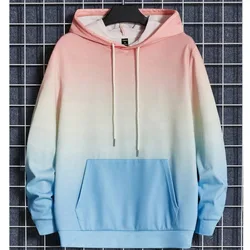 Mode Lange Mouwen Sweatshirt 3d Gradiënt Hoodies Voor Heren Eenvoudige Herfst Losse Casual Capuchon Oversized Heren Kleding Top