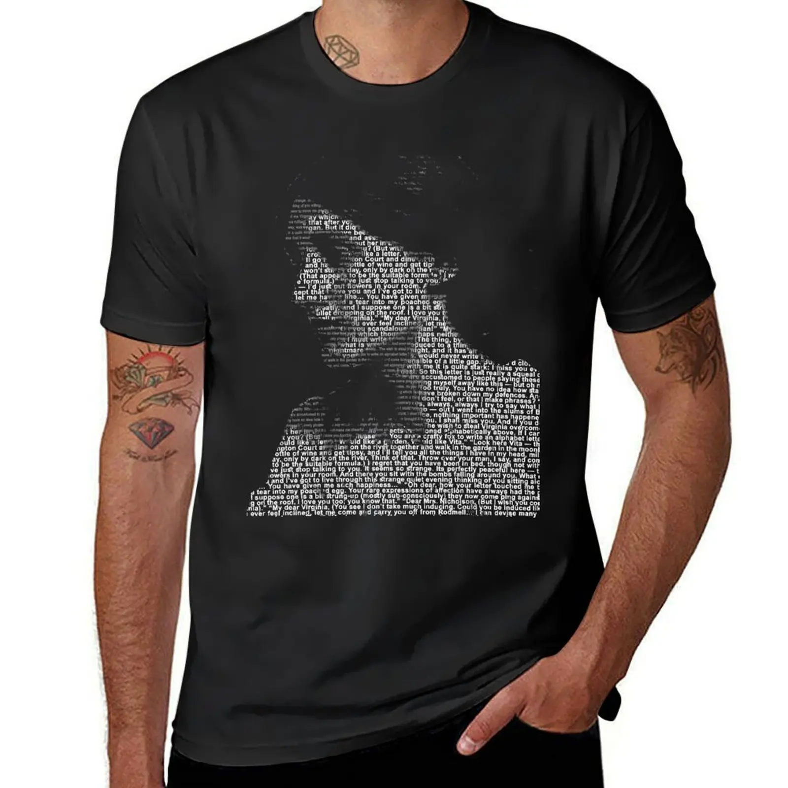 Virginia Woolf Word portrait using the love letters between her and Vita T-Shirt new edition quick-drying t shirt for men