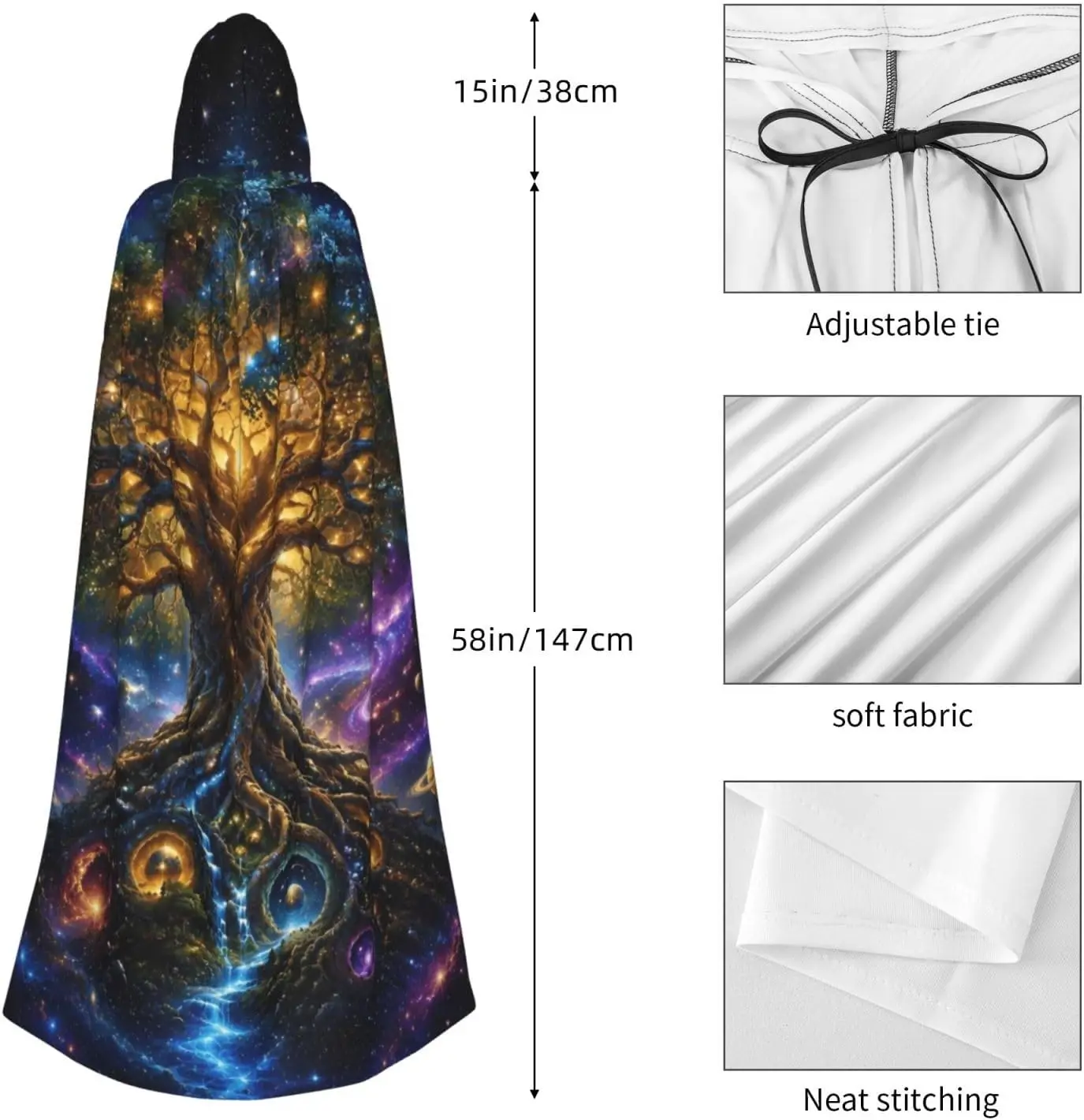 Customization Hooded Robe Cloak For Men Women Thin Tie Hoodies Cape Halloween Witch Wizard Cosplay Costumes
