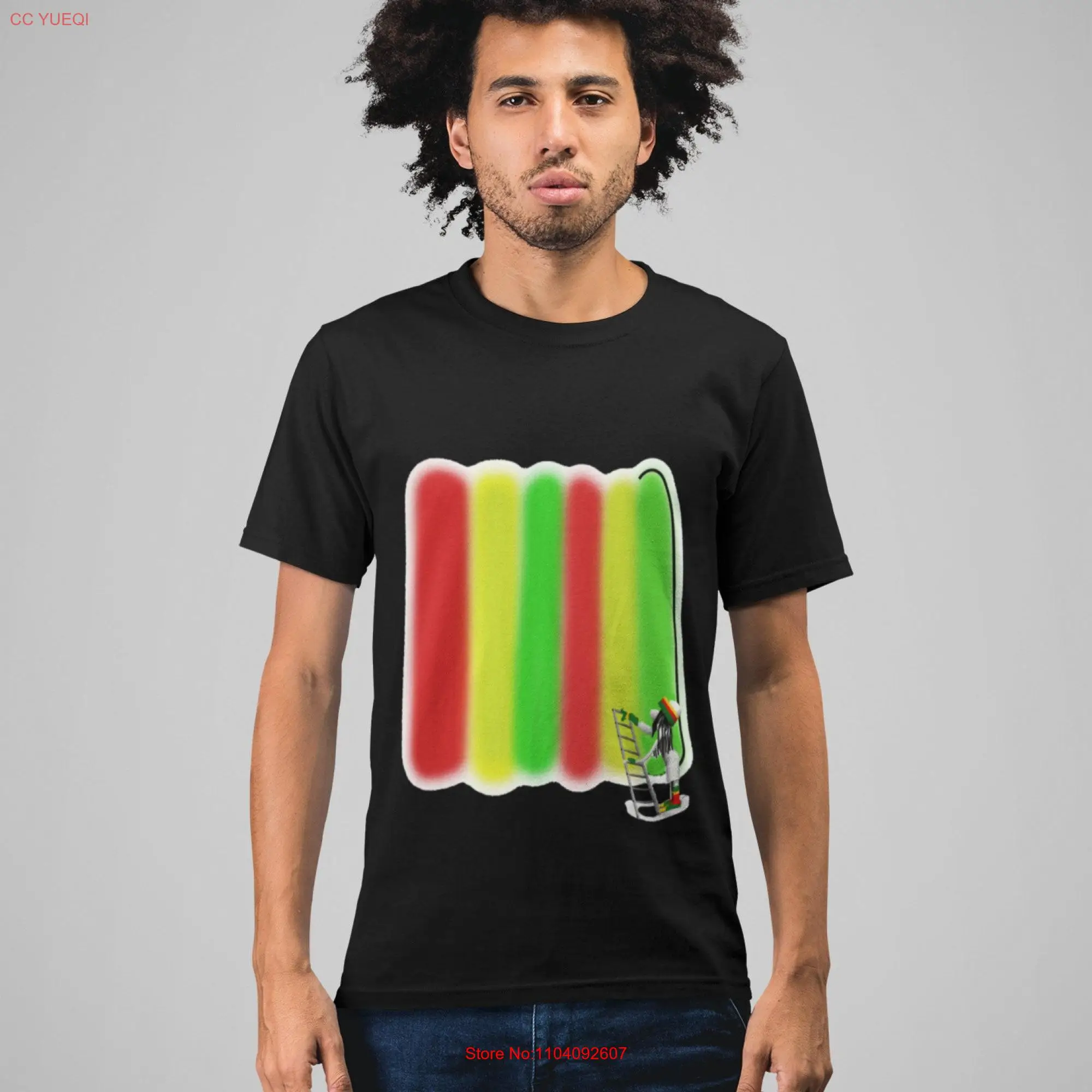 Rasta Striped t shirt Heavy Cotton Fun Doodle decorator funny painter tee colours Painting gift long or short sleeves