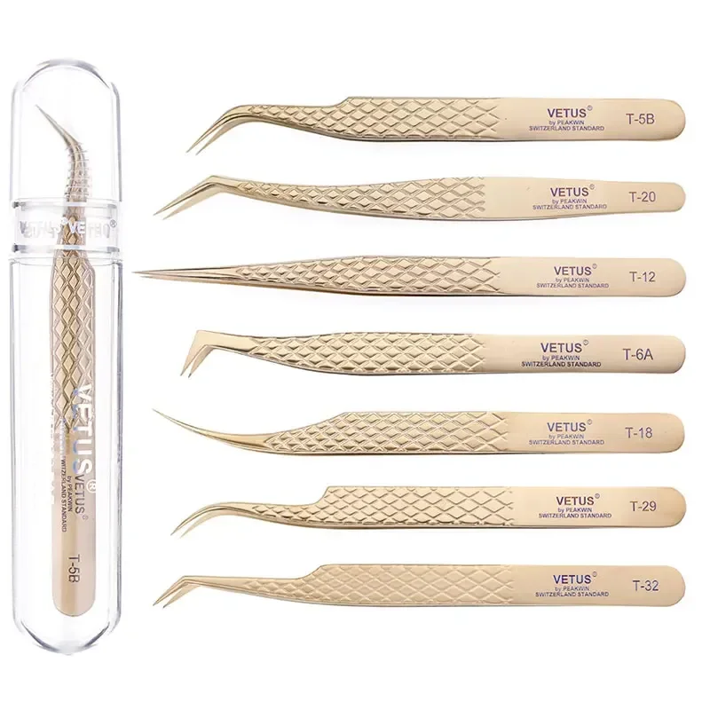 1Pc Anti-slip Lashes Tweezer Precision Fiber Tip Tweezers Stainless Steel Non-magnetic Volume Eyelash Extension Makeup Tools
