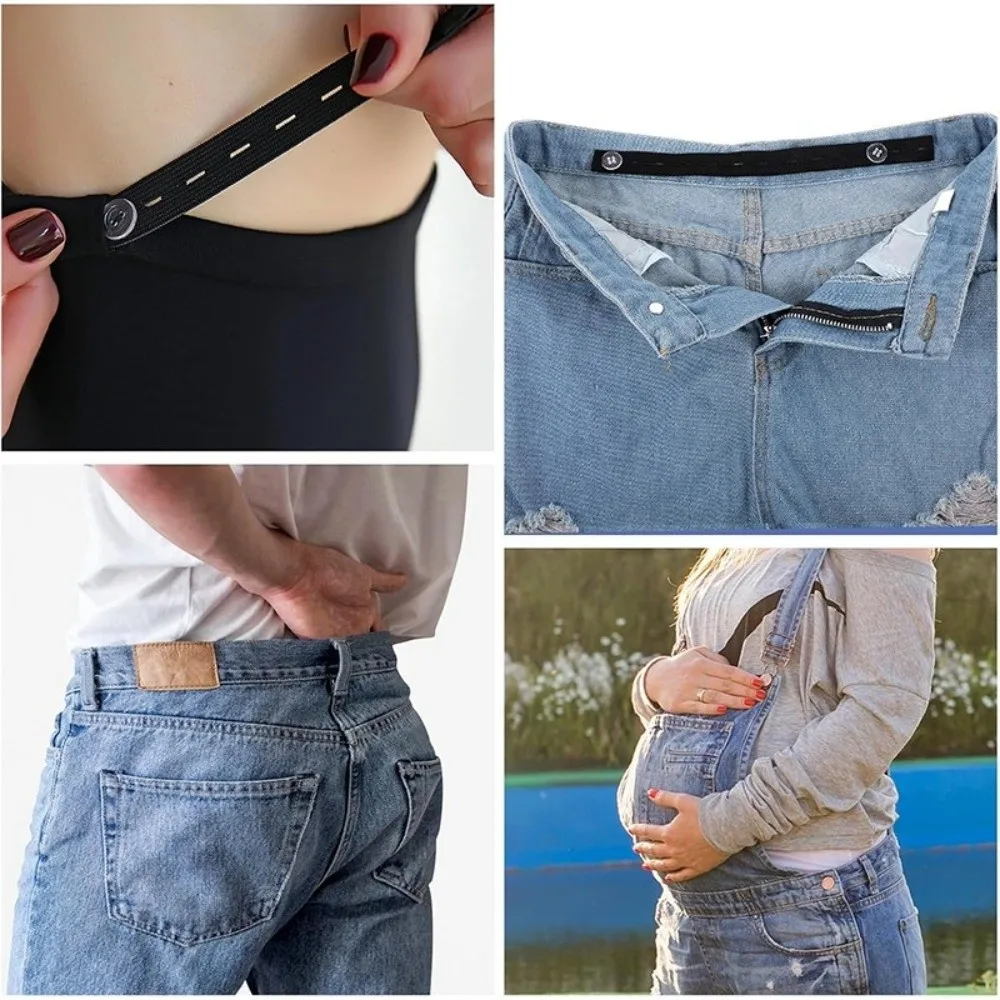 Adjustable Invisible Belt Tightener Set No-Sew Invisible Seamless Trouser Buckle Extender Elastic Waist Band Women Men Jean Pant