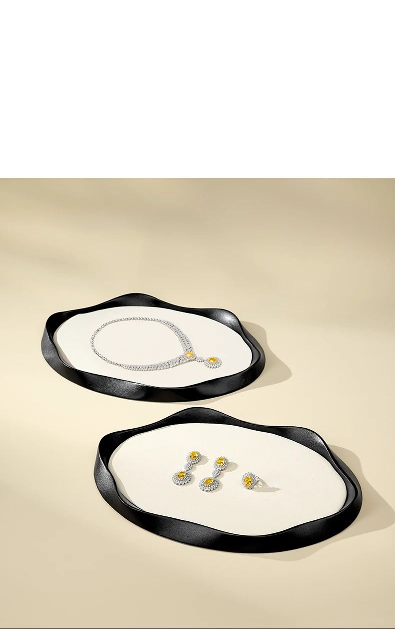 Oirlv Unregelmäßiges PU-Leder Schmuck-Display-Tablett Weich mit Samt Gefüttert Perlen-Armband Aufbewahrungsplatte Großes Schmuck-Präsentationstablett für Geschäfte – Detail 13