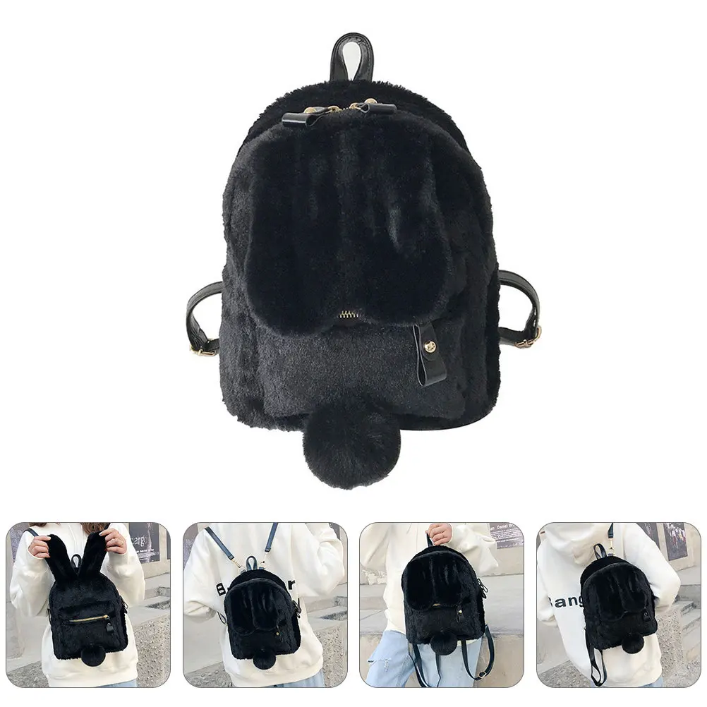 

Rabbit Ear Backpack Girls Stylish Soft Fabric Adjustable Shoulder Strap Spacious Storage Lightweight Easy to Carry Casual