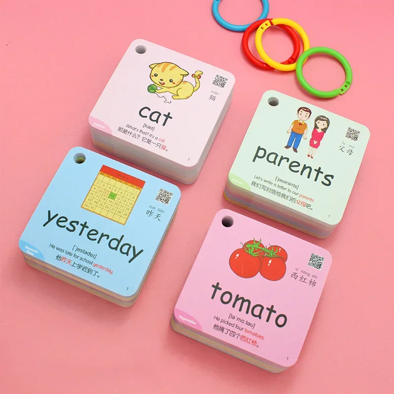 

600 Words 20 Categories Cognition Learning Card Animal Shape Color Montessori Educational Chinese English Flash Cards For Kids