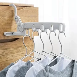 Portátil Folding Clothes Hanger, Multi-funcional, Viagem, Hotel, Seco, Organizador, Economizar espaço, 5 buracos