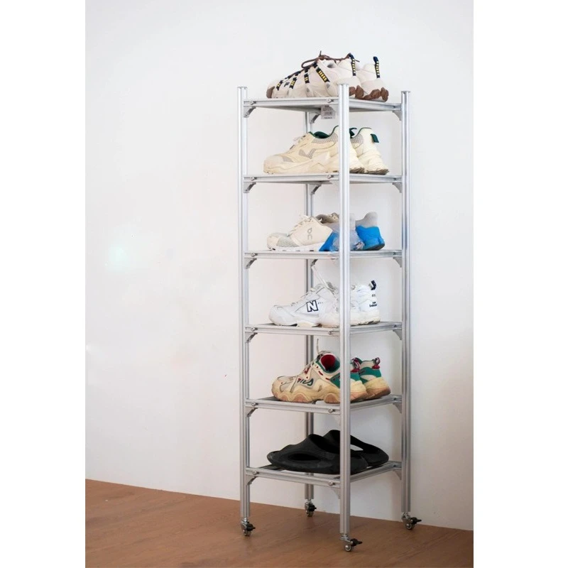 aluminum profile floor-to-ceiling shoe cabinet, multi-layer locker, household door storage cabinet