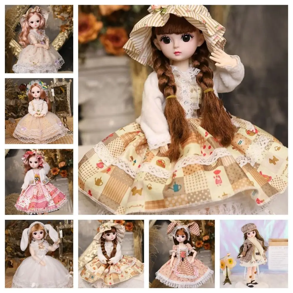 

Beautiful Plastic 30CM Movable Joint Doll Princess Toy Baby Doll Girl Dress Up Toys With Music 3D Makeup Doll Girl