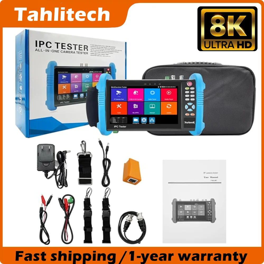 

8K CCTV Tester IPC-9800CLMOVTADHS 8MP HD AHD TVI CVI SDI IP Tester 7-inch Touch Screen Monitor 8K Video Display Tester Monitor