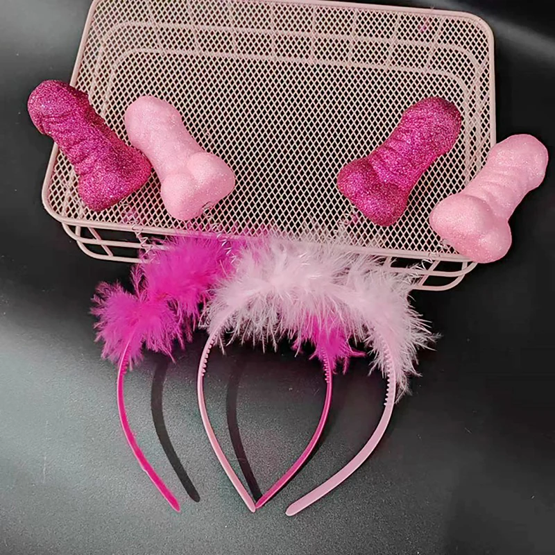 

Red Pink Feather Headband for Bride To Be, Sexy Bachelorette Party Accessory, Hen Party Bridal Shower Decor