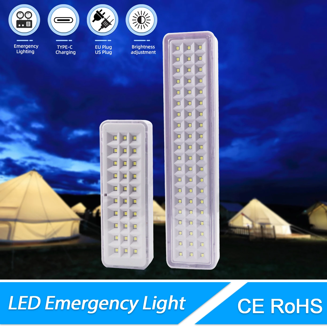 【セール中】3 モード調光可能 30/60LED 充電式緊急ランプ屋外夜間修理ライトポータブルキャンプランタン停電用