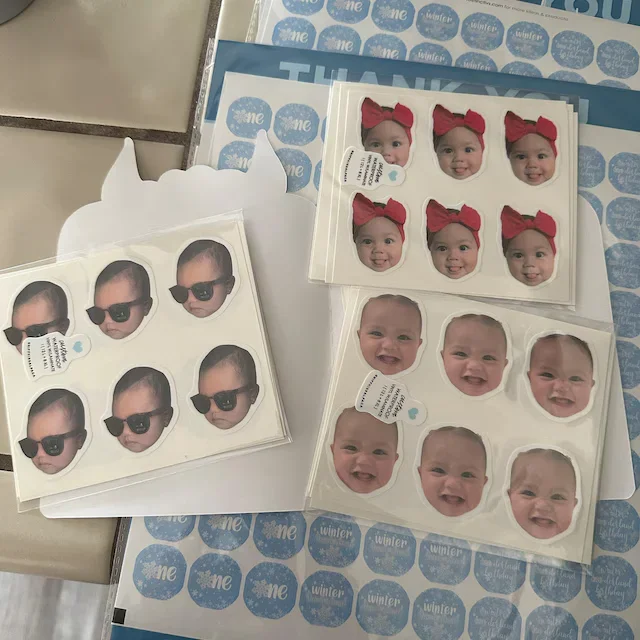 25 uds pegatinas personalizadas pegatina de cara pegatinas de logotipo personalizado foto de fiesta de cumpleaños para niños recuerdos de fiesta