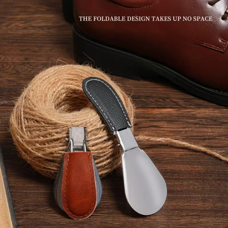 Portable Stainless Steel Foldable Shoehorn Easy Shoe Wearing Without Bending Over Perfect For Home Travel Daily Use