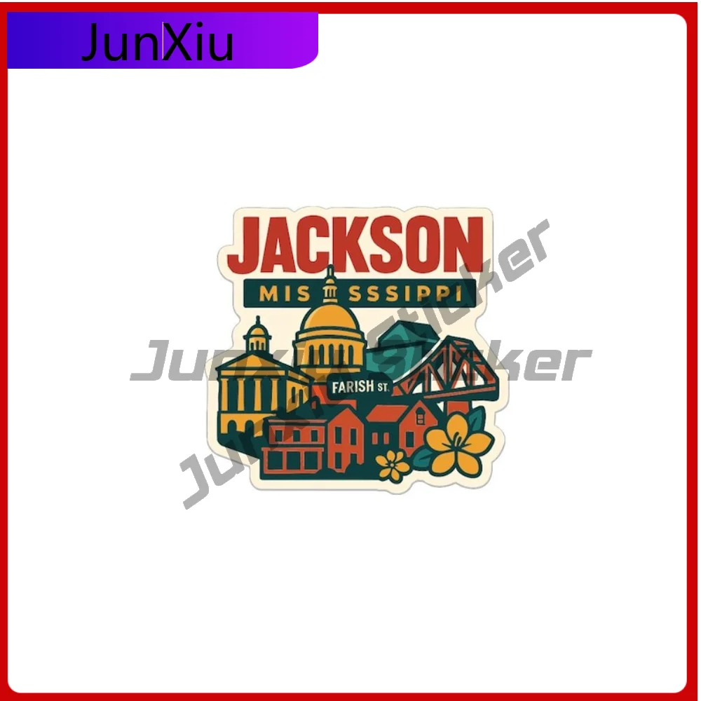 

Наклейка Джексон Миссисипи, аксессуар, виниловая водонепроницаемая наклейка, декоративные наклейки для кузова кемпера, ноутбука, телефона, наклейки на стену