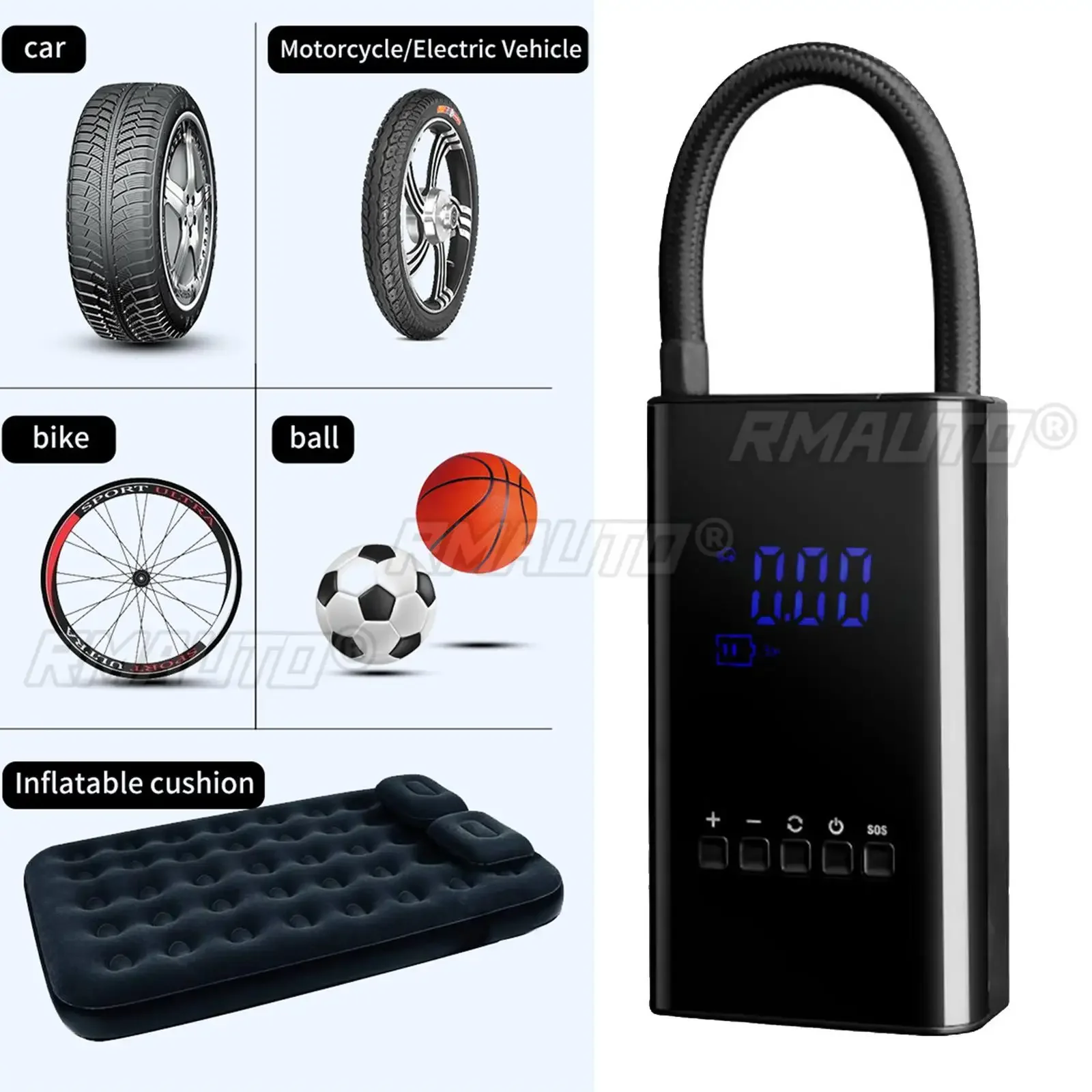 4000mah Mini Portable Air Pump Electric Air Compressor Treasure 150PSI LED Multitool Inflator For Automotive Car