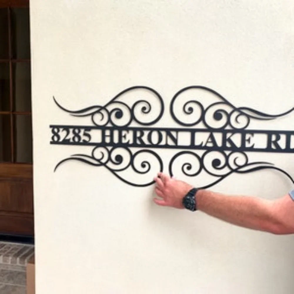 Placa de señal de dirección de casa de Metal, número, decoración del porche frontal, señalización única, pantalla duradera, acento moderno, obra de arte elegante para exteriores