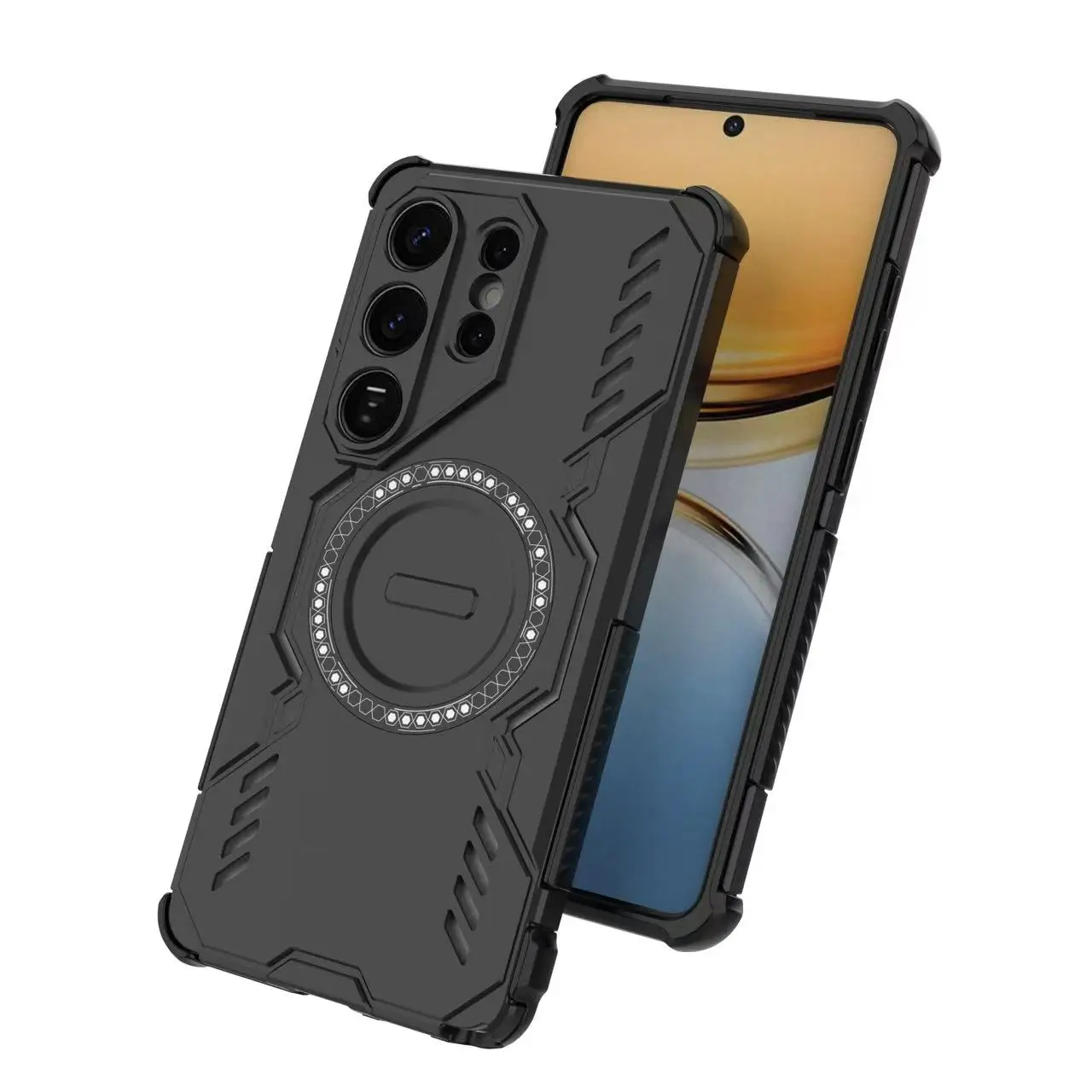 حافظة لهاتف سامسونج جالاكسي S24 S25 S26 S23 Ultra Plus Edge S26 PRO S24 S25 FE غطاء حماية لعدسة مغناطيسية صلبة مقاومة للصدمات