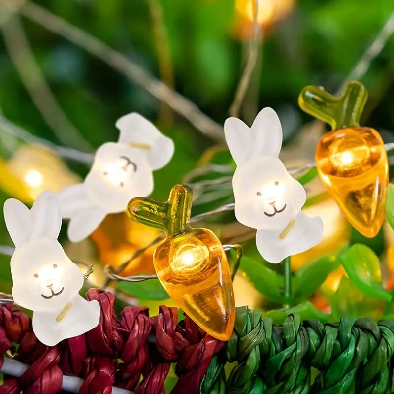 LED الأرنب الجزرة الجنية سلسلة أضواء الأسلاك النحاسية عيد الفصح عطلة ديكور الإضاءة المحيطة الدافئة الأبيض أرنب البرتقال تصميم الجزرة #2