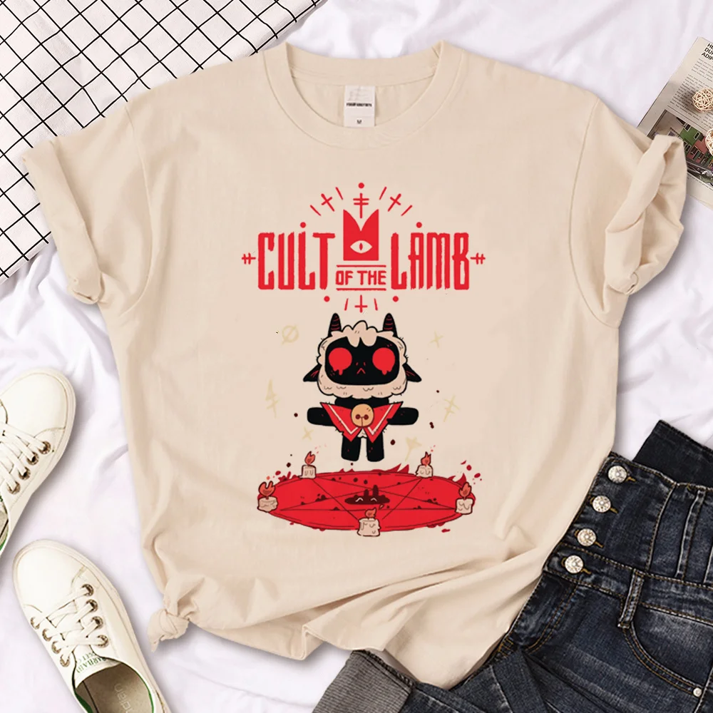 T-shirt estiva da donna Cult of the Lamb top girl funny comic clothing