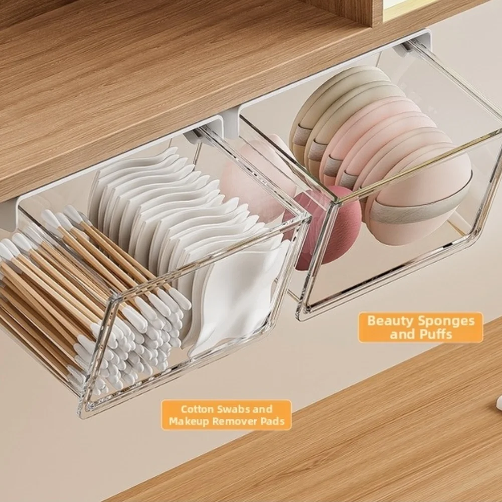 3pcs Under Cabinet Bathroom Organizer for Mirror Storage Box with Clear PET Visibility and Multi Room Use Capability