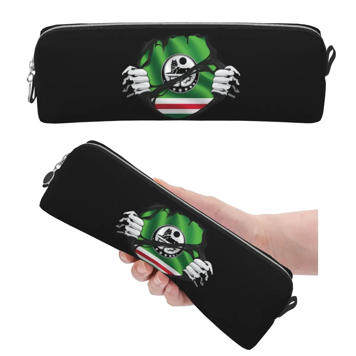 Tschetschenisches Borz Wolf Wappen von Tschetschenien Federmäppchen für Schüler, Stiftbox, Stifttasche, Stiftetui, Aufbewahrung von Schreibwaren