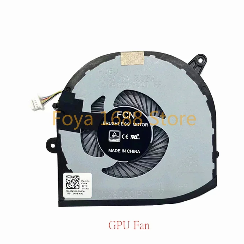 New Laptop Cooling Fan For Dell XPS 15 7590 9570 M5530 0V9H8N 0F01PX 0TK9J1 008YY9 DC28000NIF0 FM87 DFS501105PR0T DC5V