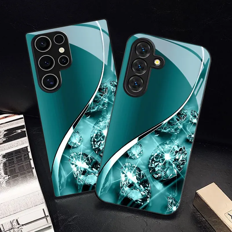 

Blue Shimmering Crystal Pattern Phone Case Protective Cover Suitable for Samsung GalaxyA16/A26/A30s/A32/A36/S26/S25 Ultra/S24