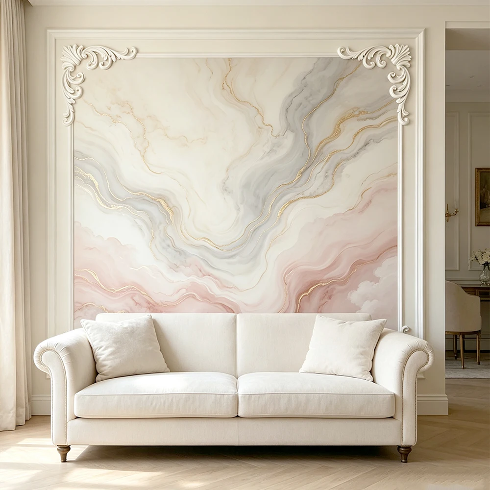 French Style PU Corner Medallions Wall Ceiling Decorative Mouldings Accent Wall Ornament Kit Home