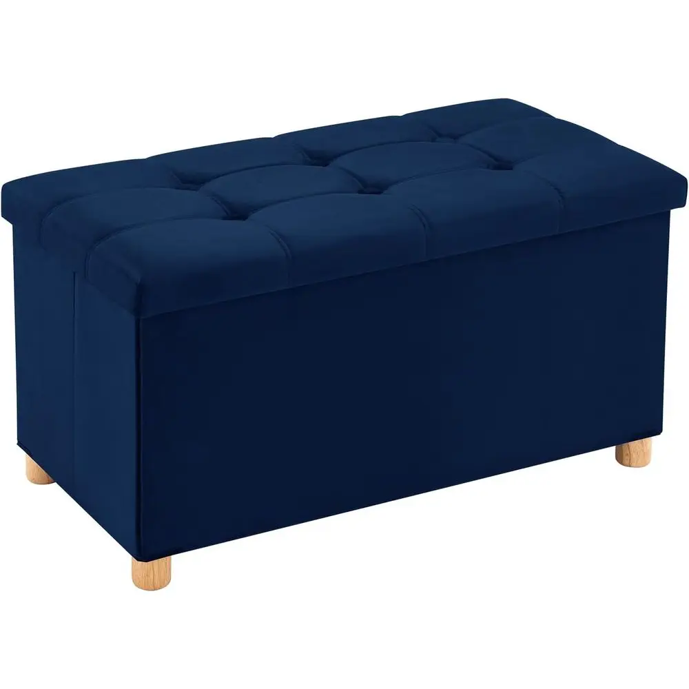 

30 Inches olding Storage Ottoman Bench, Velvet Storage Chest, ootrest Couch with Wooden Legs, Support 350lbs or Bedroom, Living