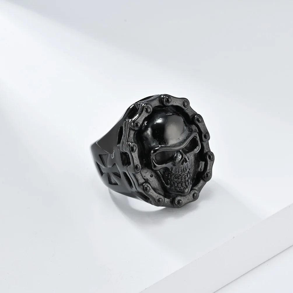 Men's Titanium Steel Chain Skull Ghost Head Large Cool Punk Rings Valentine's Day Gift Birthday Day Gift