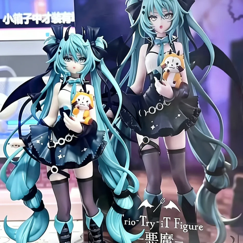

New 19CM Anime Little Devil Hatsune Miku Chuyin Dark Angel Handmade PVC Model Animation Peripheral Ornaments Gifts