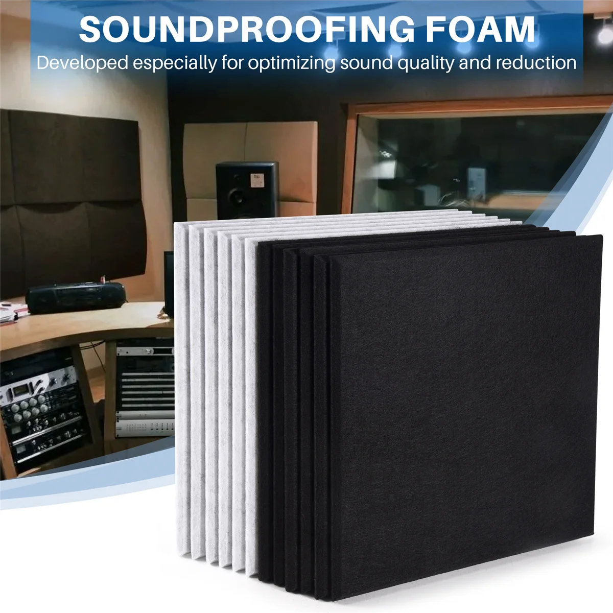 12 Pcs Acoustic Foam Panels,Soundproofing Panel Beveled Edge Sound Panels, Acoustic Treatment Used in Home&Offices Wall