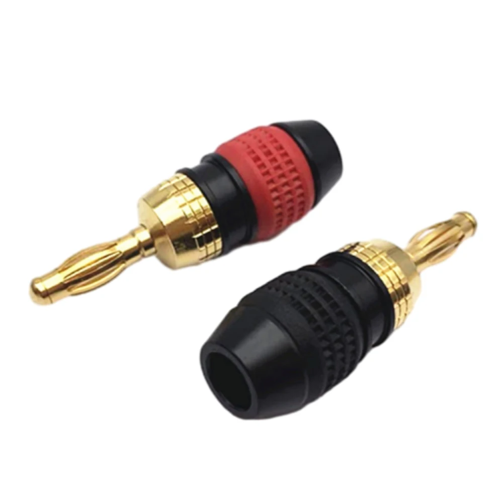 

2PCS Copper Gold-plated Banana Plug Connector 4mm Speaker Wire Plug Lantern Banana Plug Terminal for Speaker/Power Amplifier