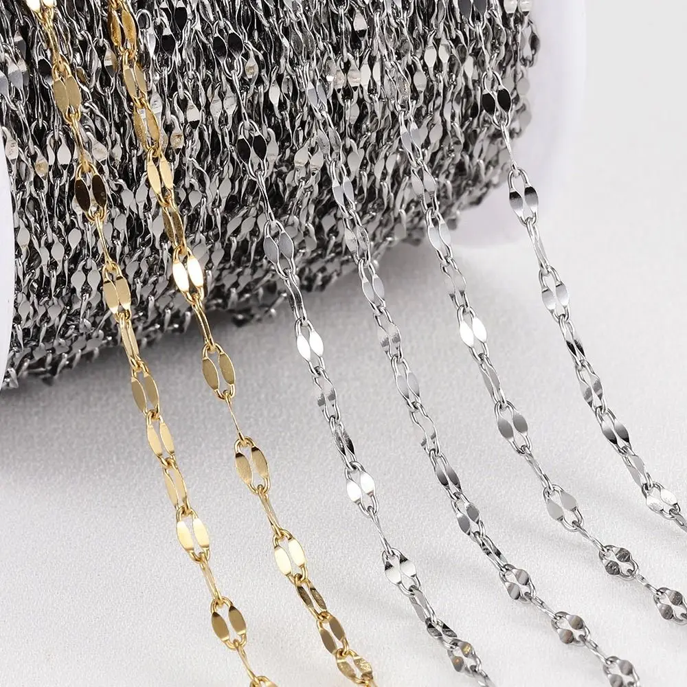 10Meters Stainless Steel Lips Chains 2mm O Shape DIY Jewelry Making Supplies Components Simple Necklace Bracelet Accessories