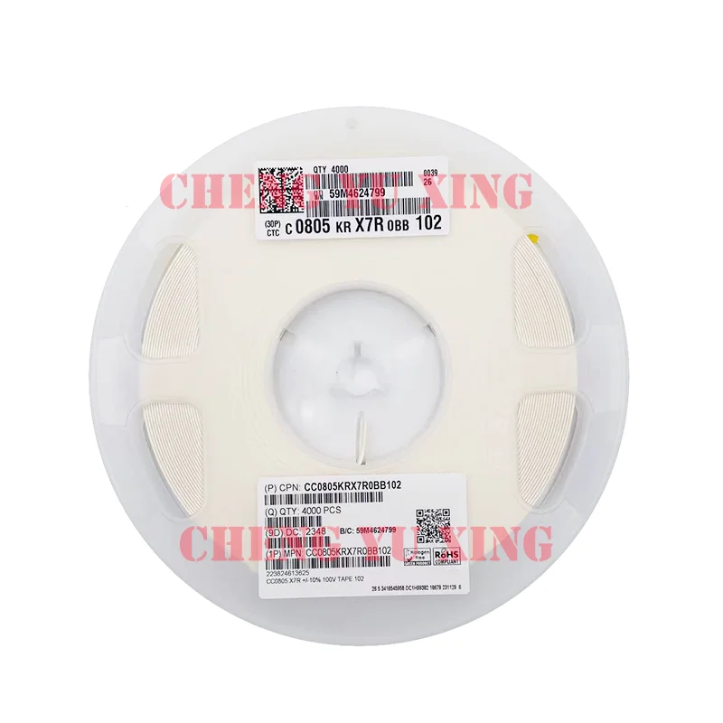 

0805 1nF 100V X7R 10%，CC0805KRX7R0BB102，4000pcs, 0805 Capacitor Smd