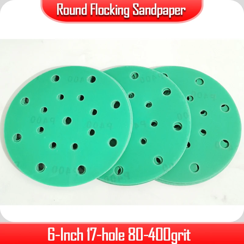 

Sanding disc Round Flocking Sandpaperv 6In 17hole Dry Ground Polishing for FSTOOL/MIRKA Sander 80-400grit Self-Adhesive Polishi