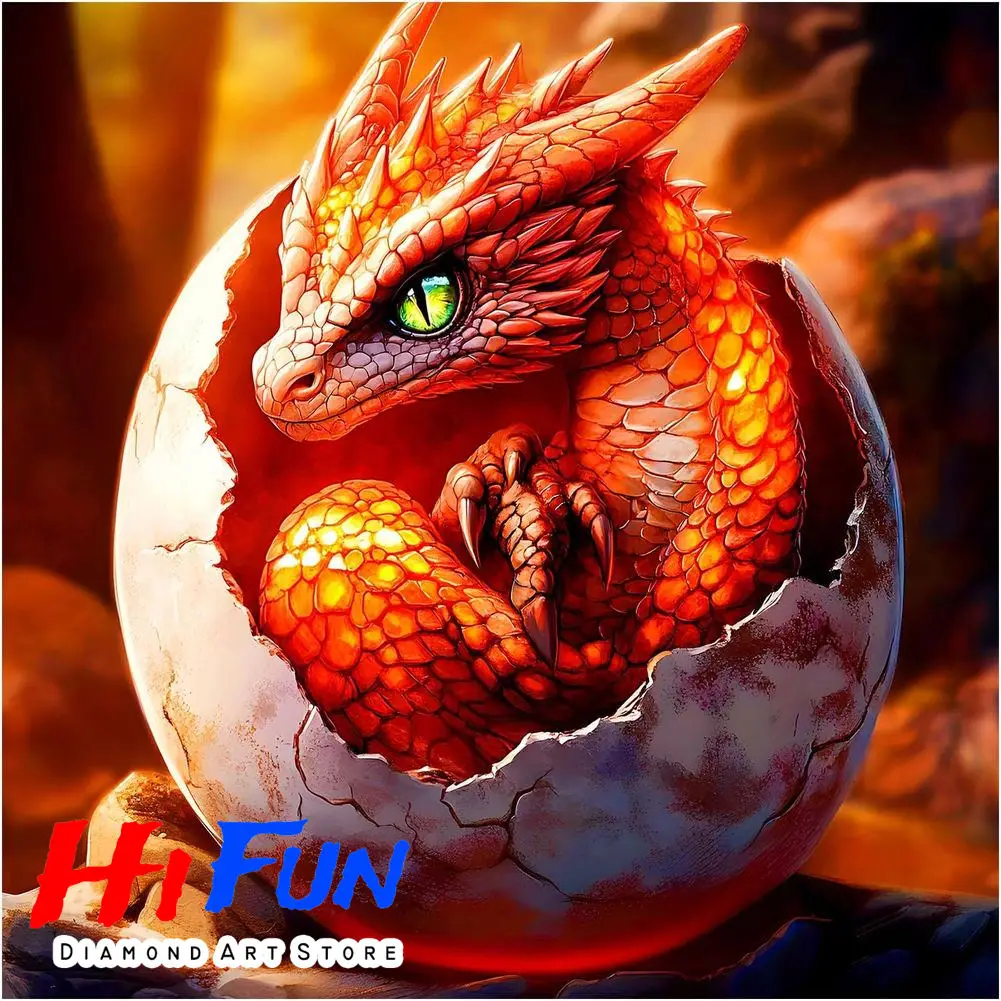

Cute Baby Dragon Hatching From Egg Fantasy Art Full Diamond Painting DIY Embroidery Diamond Art Mosaic for Decor Gift