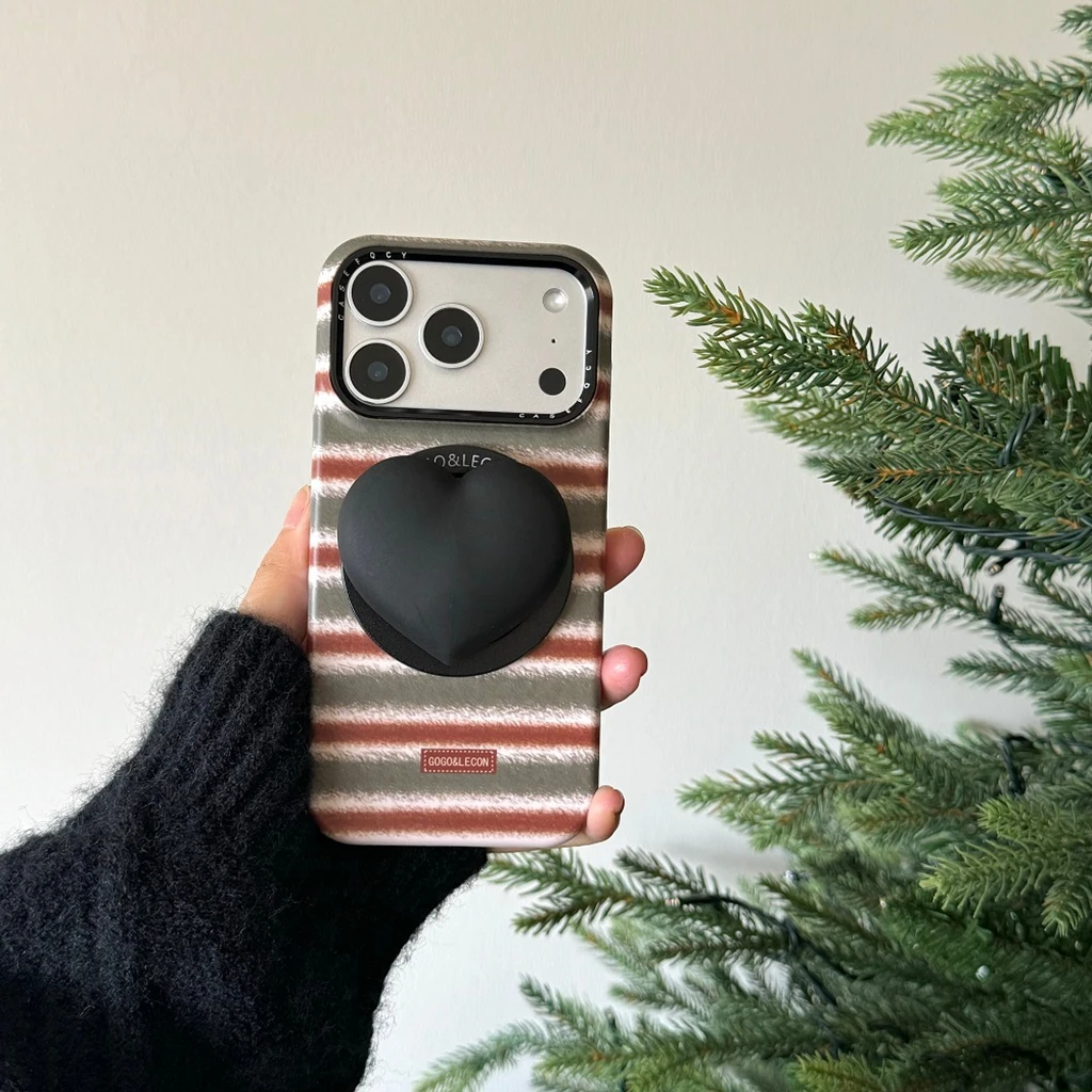 

Индивидуальный чехол с красочными полосками, черная любовь с держателем, магнитный чехол для телефона с беспроводной зарядкой для iPhone 17, 16, 15, 14 Pro Max