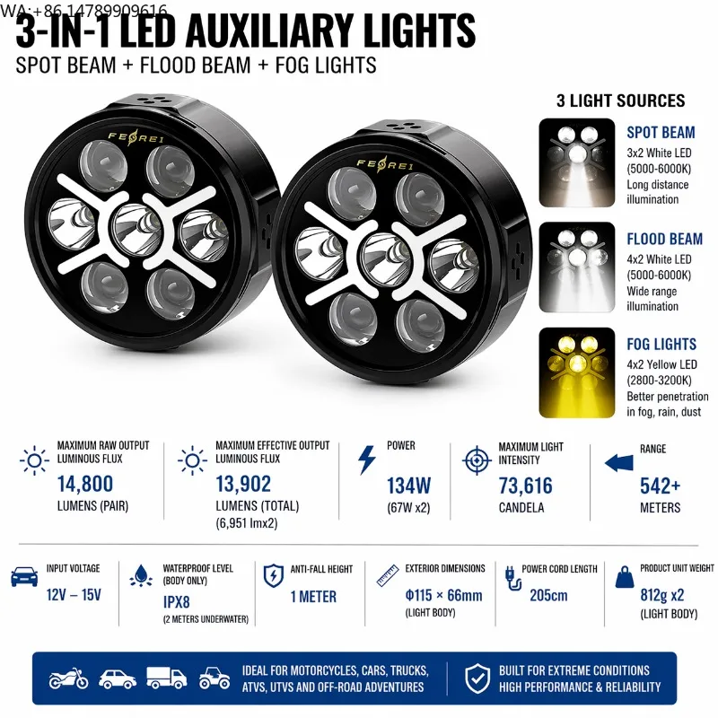 

Quick-Release Auxiliary LightsMotorcycle Auxiliary Driving Lights For Motorcycle Driving HeadlampVividIntenseBright / Super Brig