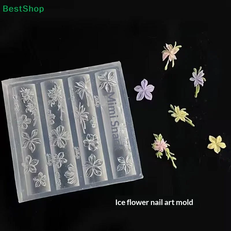 3D Eisblumen-Nagelkunst Silikonform, Mini Blumendesign-Form für DIY Nagelcharms & Dekorationen