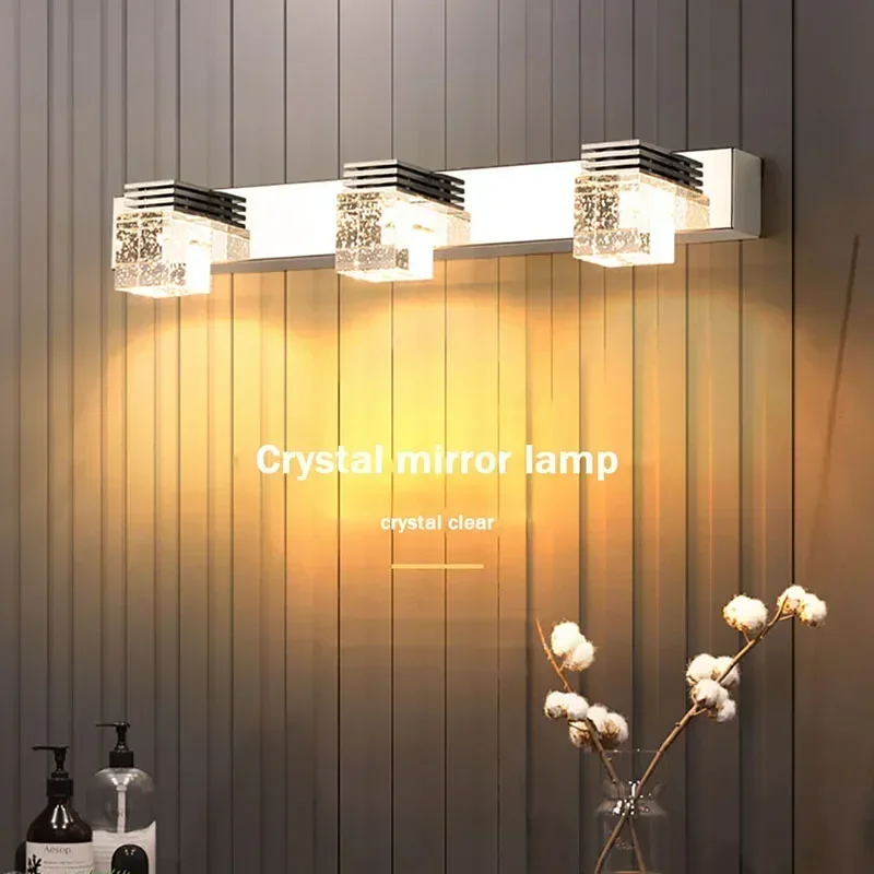 Lámpara de pared LED moderna, aplique de cristal para sala de estar, comedor, dormitorio, mesita de noche, espejo de baño, decoración del hogar, accesorio de iluminación brillante