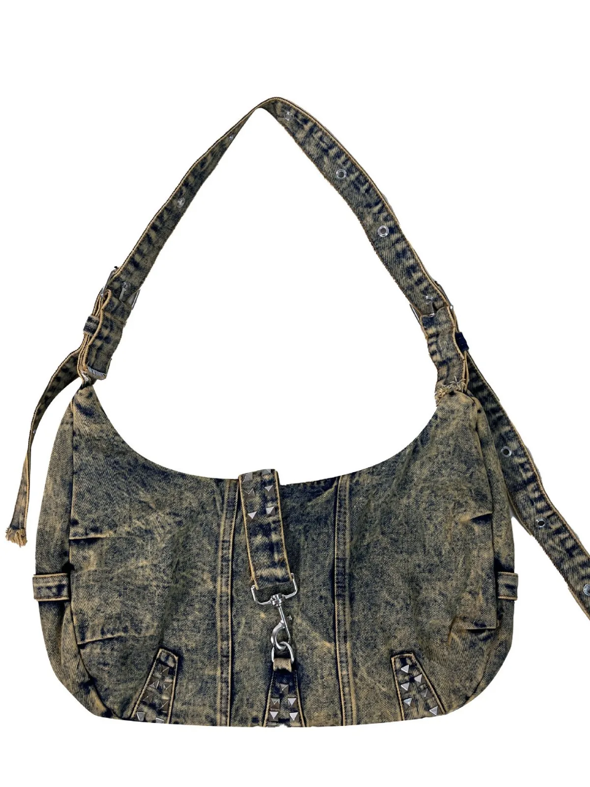 حقيبة كتف كلاسيكية من قماش الدنيم على طراز الشارع حقيبة كتف للطلاب للتنقل اليومي حقيبة كروس متعددة الاستخدامات حقيبة تحت الإبط y2k #2