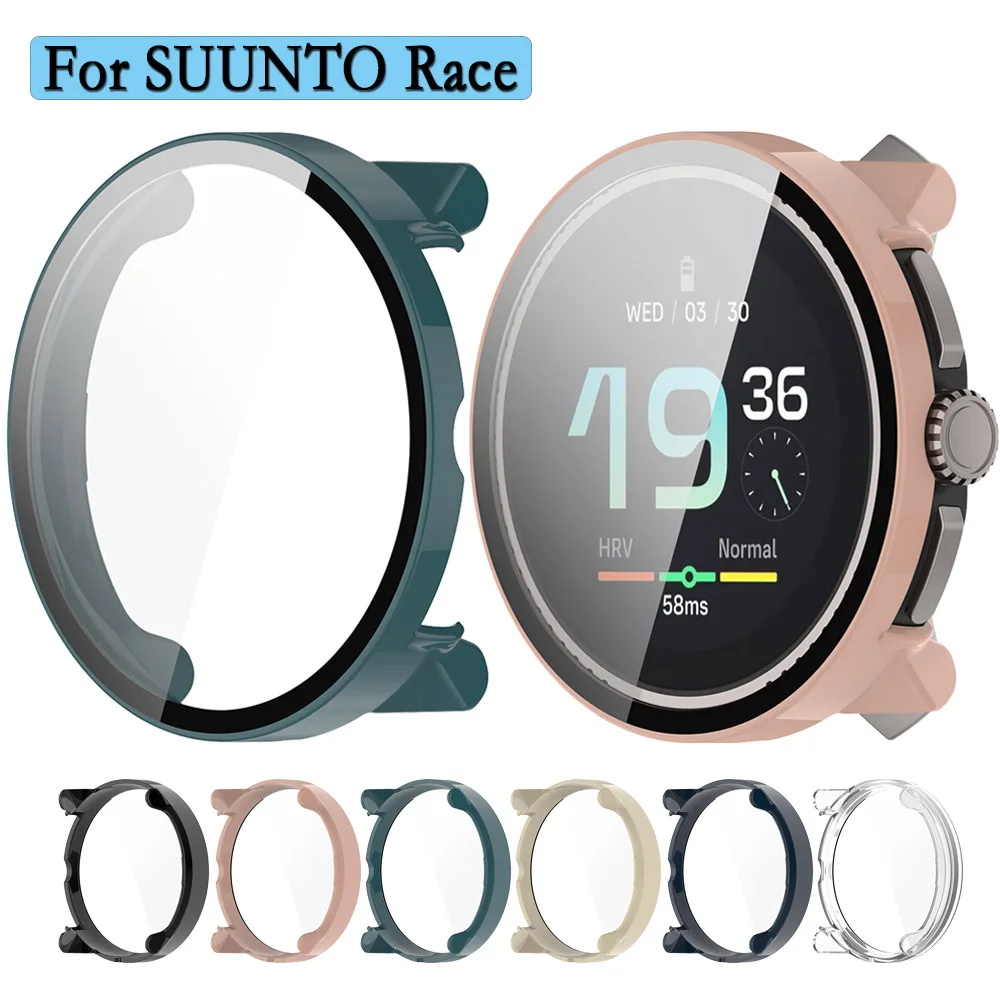 

For Suunto Race Full Coverage Watch Case PC Hard Cover With High-quality Tempered Glass Screen Protector Film Watch Protection